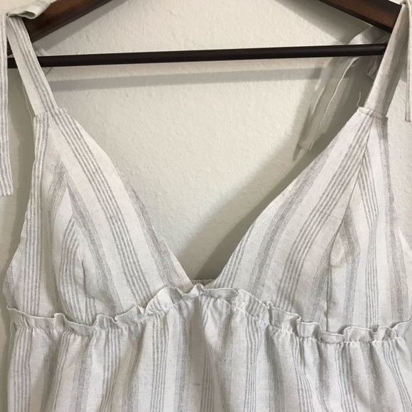Shein Crop Spaghetti Tie Straps Light Gray with Grey Stripes Tank Top Size L - Picture 4 of 17